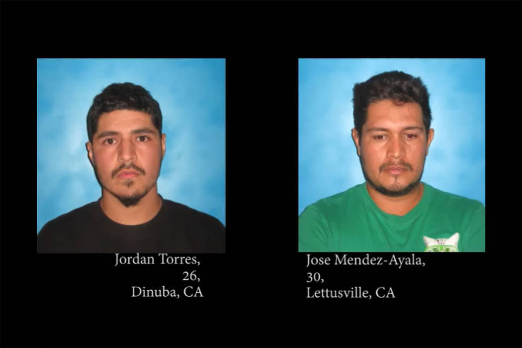 Jordan Torres, 26, and 30-year-old Jose Mendez-Ayala (Nye County Sheriff's Office/Facebook)