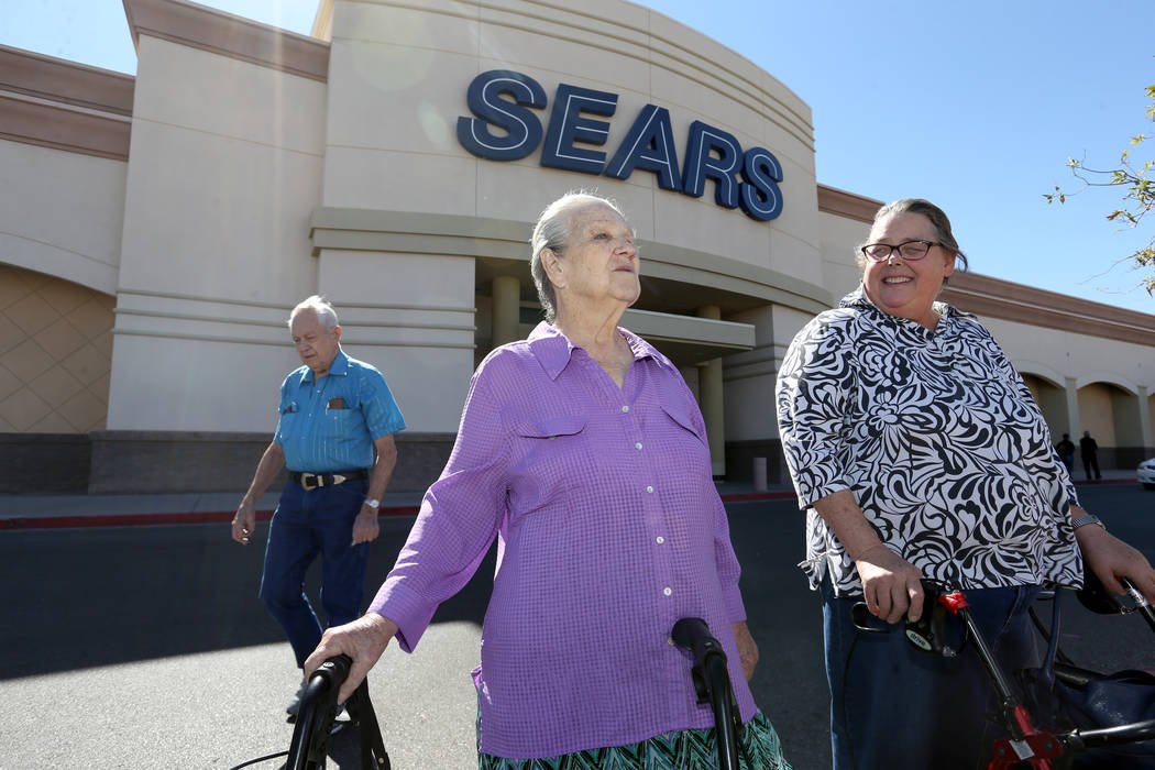 Shirley Reilly, 78, left, and Charlyn Medlin, 62, both of Henderson, outside the Sears department store at Marks Street and Warm Springs Road Monday, Oct. 15, 2018. The location is one of 142 iden ...