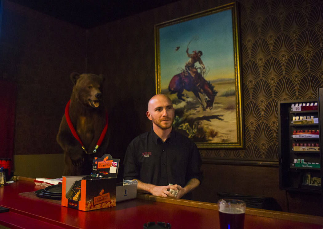 Ramsey Cline, owner and operator of the Mizpah Club, stands by the bar at his casino in Tonopah on Thursday, Oct. 11, 2018. Chase Stevens Las Vegas Review-Journal @csstevensphoto