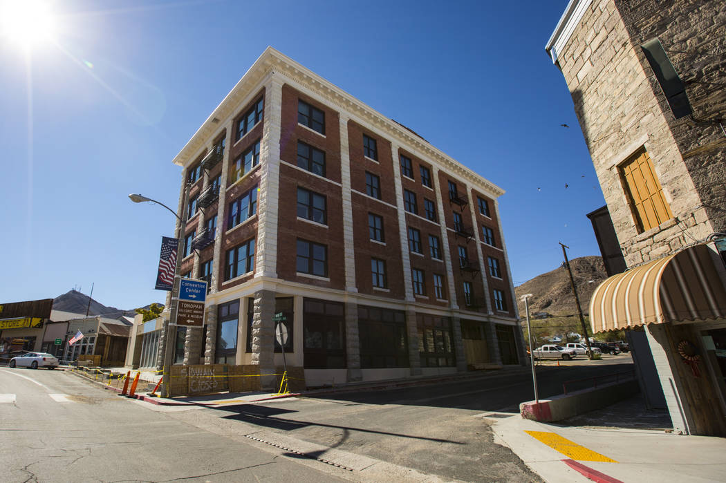 The Belvada under renovation in Tonopah on Friday, Oct. 12, 2018. The Belvada originally opened as the State Bank and Trust Company Building in 1906. Chase Stevens Las Vegas Review-Journal @csstev ...