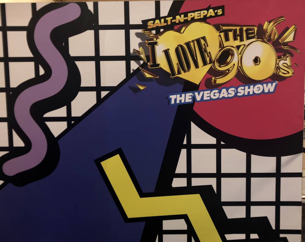 The "I Love the 90s -- The Vegas Show" sign outside Paris Theater. (John Katsilometes/Las Vegas Review-Journal) @JohnnyKats