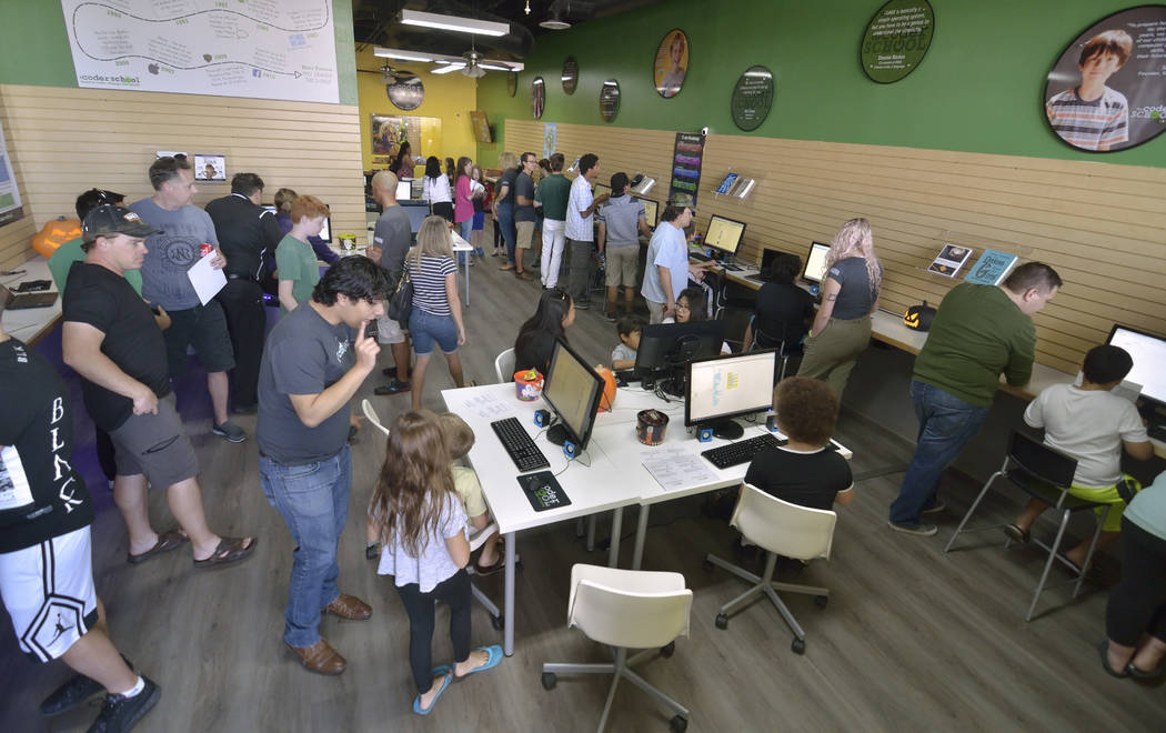 The interior of theCoderSchool is shown during a grand opening at 9330 W. Sahara Ave. in Las Vegas on Saturday, Oct. 20, 2018. Bill Hughes/Las Vegas Review-Journal