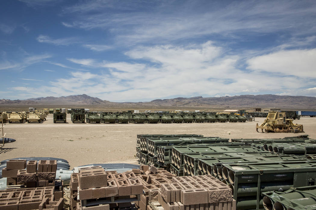 At a storage lot jokingly referred to as "K-Mart," tanks and other vehicles wait tb prepped and deployed as targets on the Nevada Test and Training Range on Sunday, May 21, 2017. Patrick Connolly ...