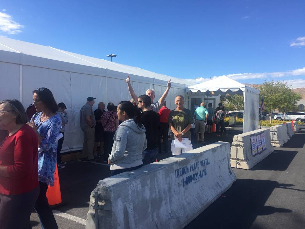 Voters wait for their chance to cast ballots at the Downtown Summerlin early voting site Saturday morning. Marian Green/ Las Vegas Review-Journal