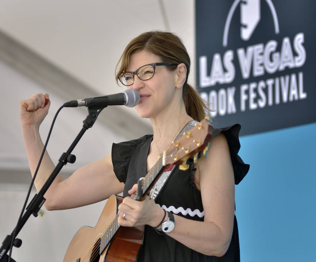 Singer-songwriter Lisa Loeb performs during the Las Vegas Book Festival at the Historic Fifth Street School at 401 S. 4th St. in Las Vegas on Saturday, Oct. 20, 2018. Bill Hughes/Las Vegas Review- ...