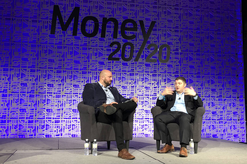 Forter Co-founder Michael Reitblat (right) speaking at Money 20/20 show on Monday Oct. 22, 2018 in Las Vegas at The Venetian. Todd Prince/Las Vegas Review-Journal