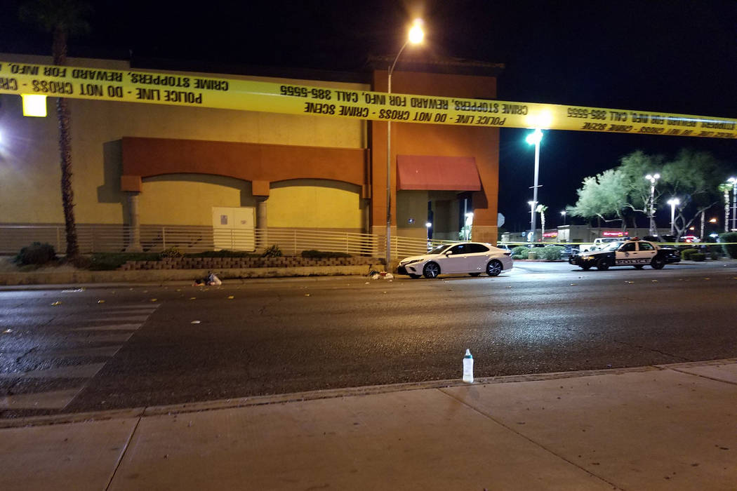 Las Vegas police investigate a crash near South Maryland Parkway and East Katie Avenue on Monday, Oct. 22, 2018. (Mike Shoro/Las Vegas Review-Journal)