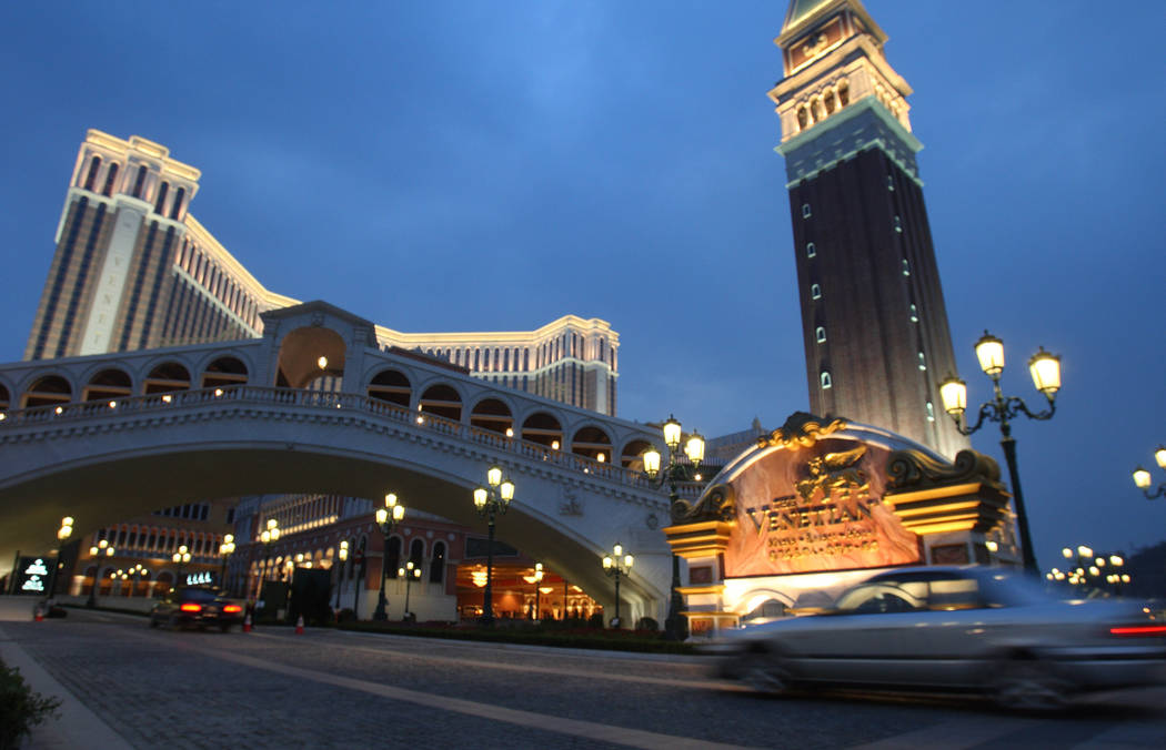 The Venetian-Macau is seen in an undated photo. Las Vegas Sands Corp. and MGM Resorts International appear to have the inside track to build two of Japan’s first integrated resorts and casinos a ...