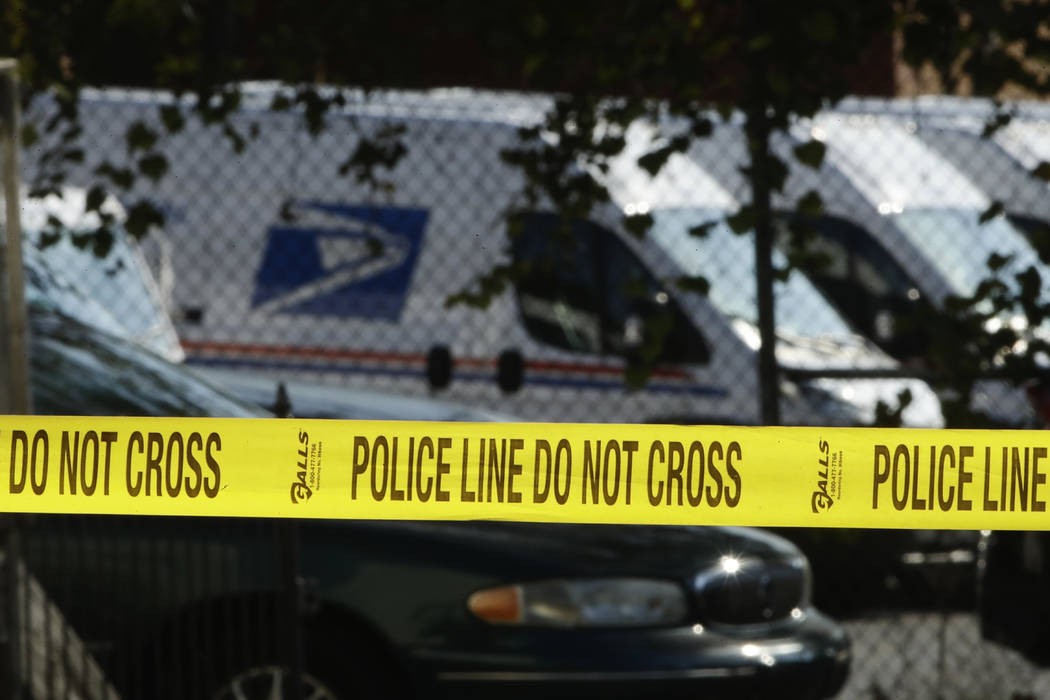 Police tape cordons off a post office in Wilmington, Del., Thursday, Oct. 25, 2018. A law enforcement official said suspicious packages addressed to former Vice President Joe Biden were intercep ...