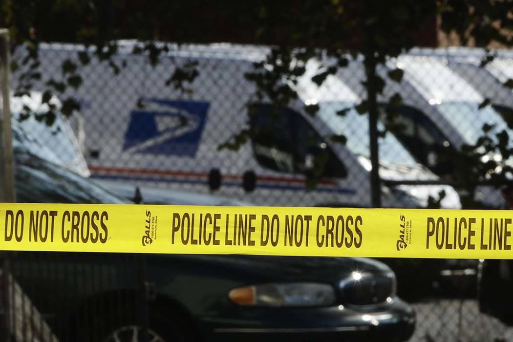 Police tape cordons off a post office in Wilmington, Delaware, Thursday, Oct. 25, 2018. (AP Photo/Matt Rourke)