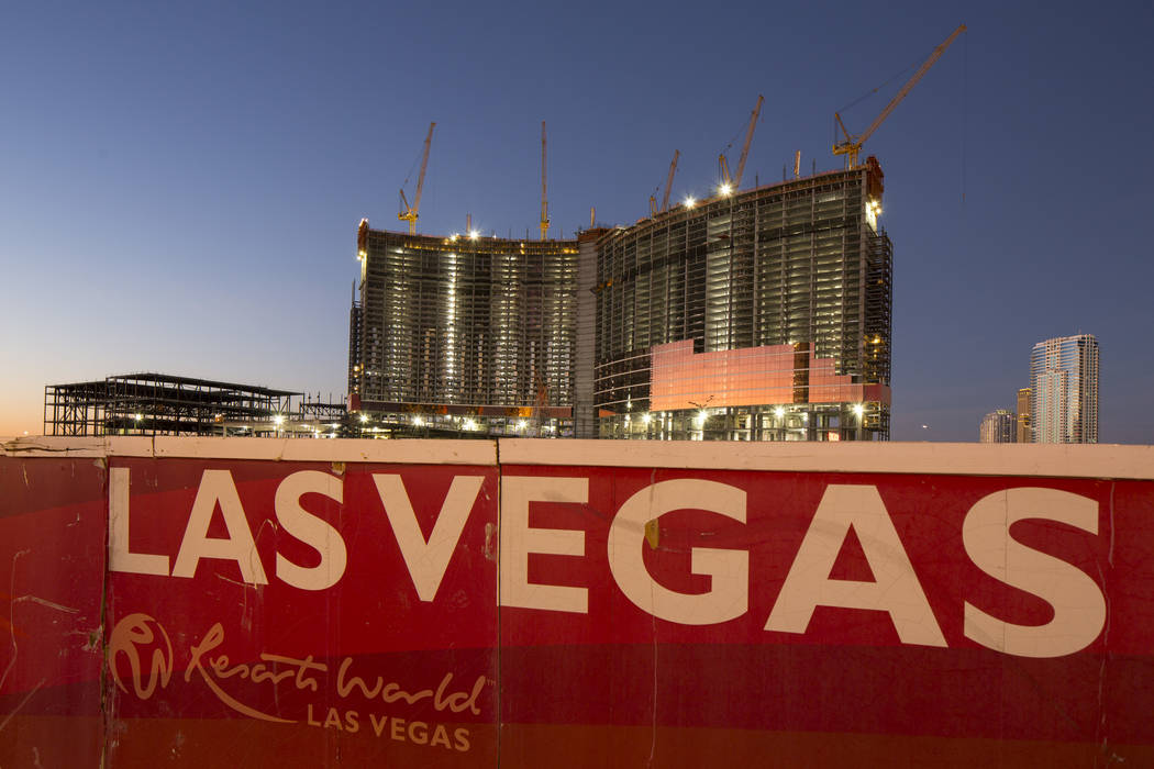 Construction continues at Genting Group's Resorts World Las Vegas on the Strip in Las Vegas on Thursday, Oct. 25, 2018. Richard Brian Las Vegas Review-Journal @vegasphotograph