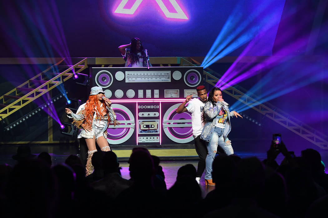 Salt-N-Pepa and Spinderella perform at the premiere of “I Love the 90s — The Vegas Show” at Paris Las Vegas on Oct. 25, 2018 in Las Vegas. (Photo by Denise Truscello/WireImage)