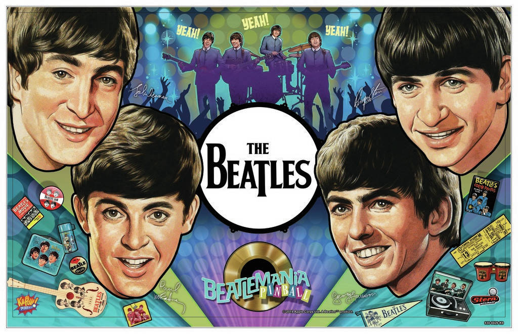 The Beatles pinball machine Diamond edition. The theme of the game is based on the Beatles coming to America in 1964. (Stern Pinball)