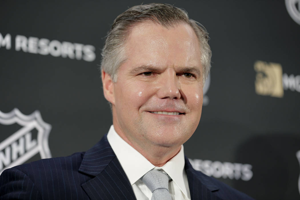 James Murren, CEO of MGM Resorts International, participates in a news conference in New York, Monday, Oct. 29, 2018. The NHL announced a multiyear agreement Monday to provide MGM Resorts Internat ...