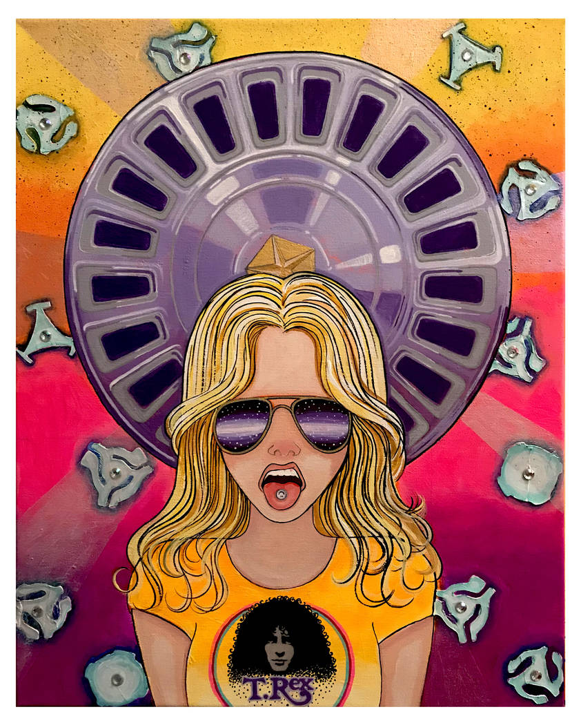 "Hubcap Diamond Star Halo," by Annie Wildbear (acrylic/mixed media on canvas)