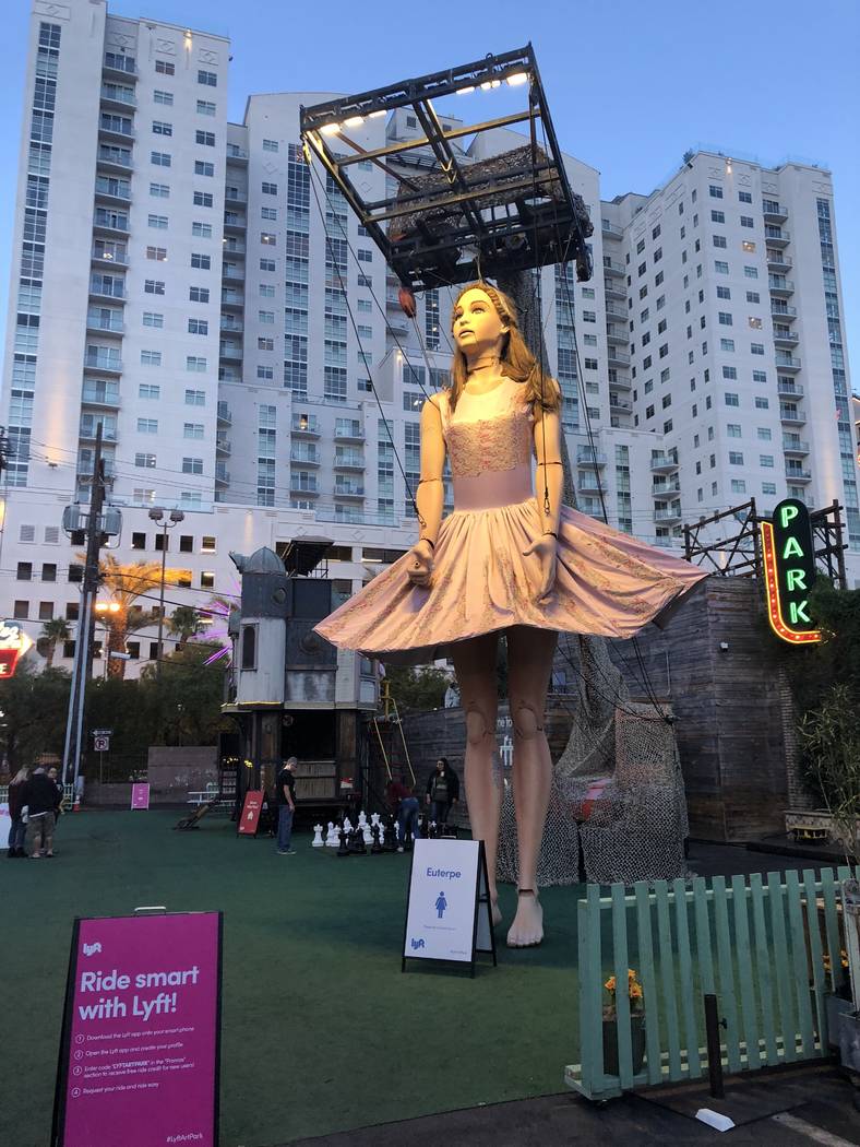 Lyft’s Art Park in downtown Las Vegas serves as something of an outdoor museum for wayward art installations. (Janna Karel/Las Vegas Review-Journal)