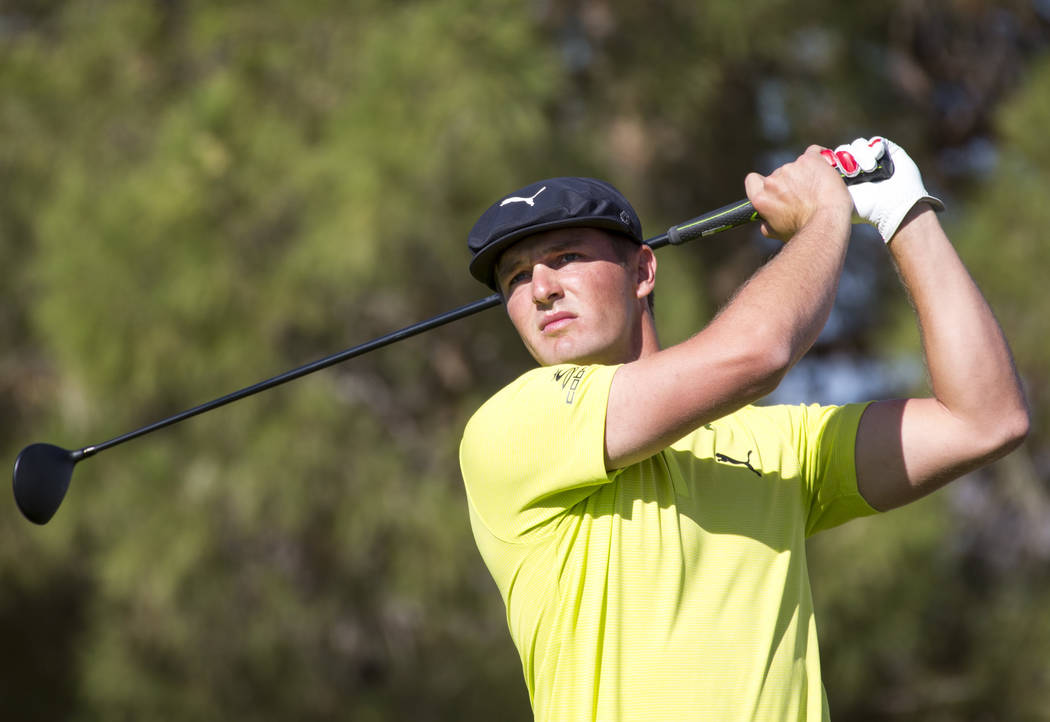 Bryson DeChambeau tees off from the first during the third round of the Shriners Hospitals for Children Open tournament at TPC at Summerlin in Las Vegas on Saturday, Nov. 3, 2018. Richard Brian La ...