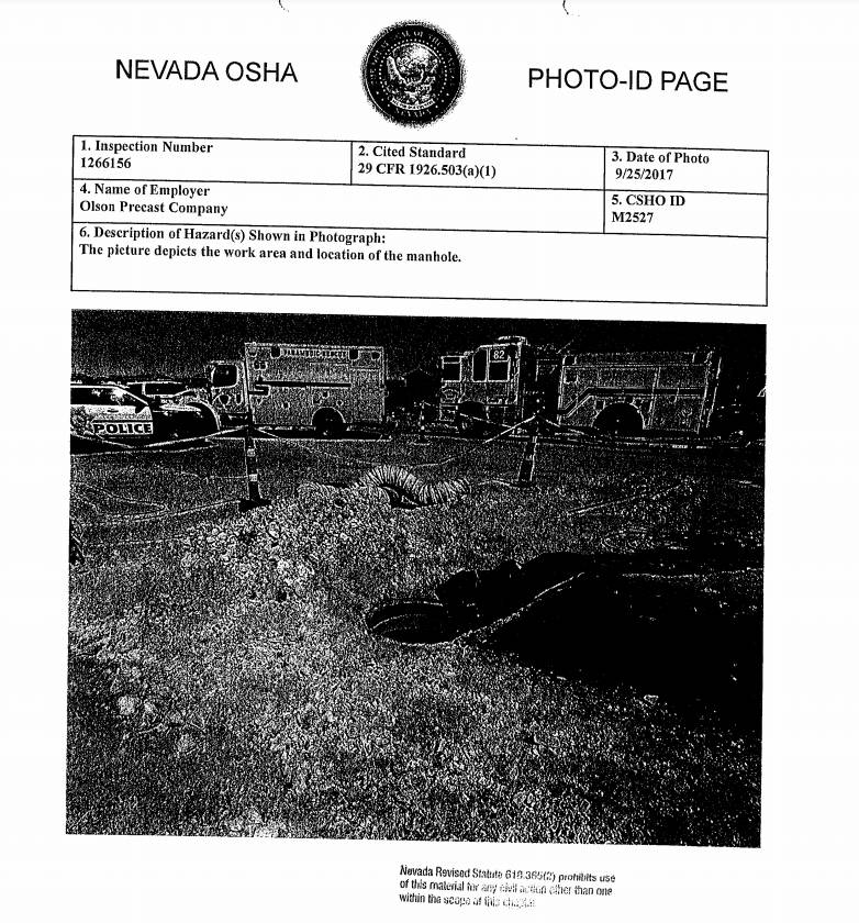 On Sept. 25, 2017, Russell Tracy died on the job when he fell into a 22-foot deep manhole, which is pictured in an OSHA inspection report. Olson Precast Company, Tracy's employer, was fined $82,00 ...