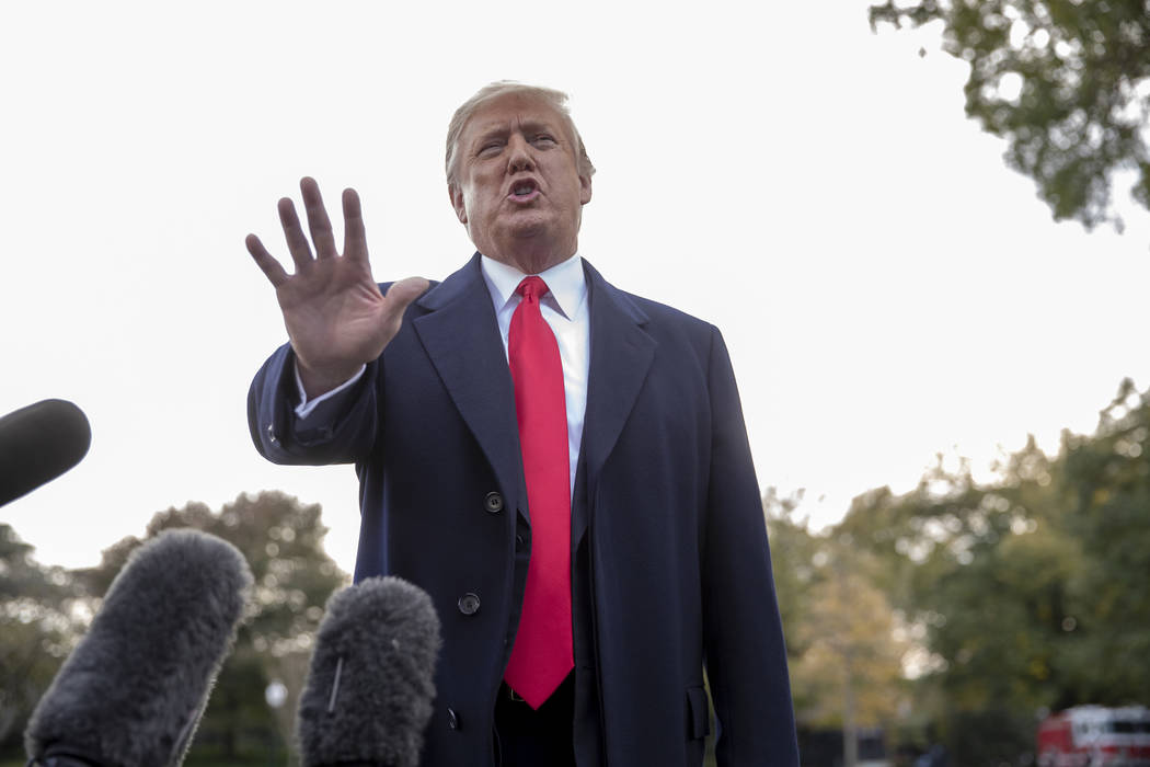President Donald Trump talks to reporters about wanting to change the Fourteenth Amendment's right to citizenship for babies born to non-U.S. citizens on American soil, as he walks to Marine One o ...