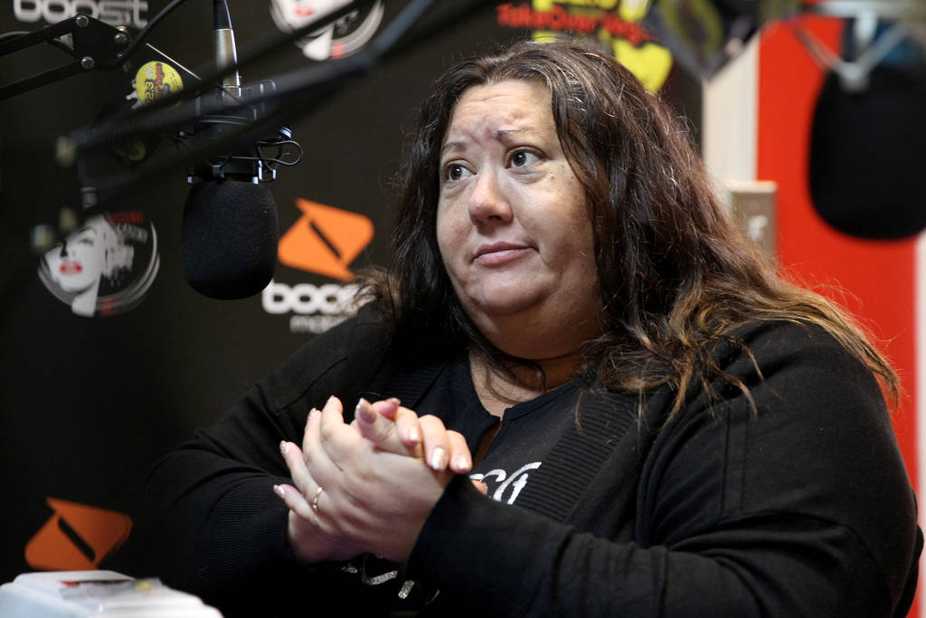 Myscie Boren is interviewed by DeVonna "Kat" Normand during Normand's Sin City Heat show at 22.3 TakeOver Vegas Radio internet radio station in Las Vegas Friday, Nov. 9, 2018. Normand an ...