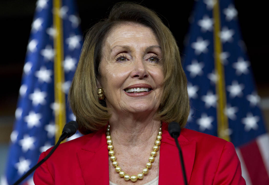 In a Thursday, Sept. 6, 2018 file photo, House Minority Leader Nancy Pelosi, D-Calif., speaks during her weekly news conference on Capitol Hill, in Washington. (AP Photo/Jose Luis Magana, File)