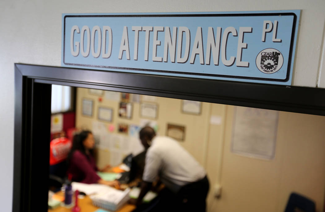 Clark County School District Attendance Officer Tony Stark checks for absent students at Fremont Middle School in Las Vegas Tuesday, Oct. 18, 2018. K.M. Cannon Las Vegas Review-Journal @KMCannonPhoto