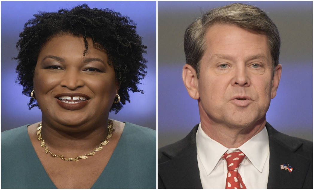 This combination of May 20, 2018, photos shows Georgia gubernatorial candidates Stacey Abrams, left, and Brian Kemp in Atlanta. Democrats and Republicans nationwide will have to wait a bit longer ...