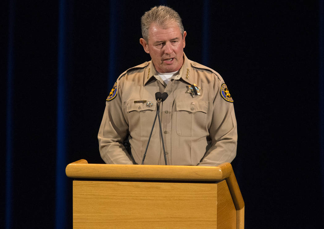 Ventura County Sheriff Geoff Dean speaks during a candlelight vigil for victims of the Borderline Bar and Grill mass shooting in Thousand Oaks, Calif., on Thursday, Nov. 8, 2018. Richard Brian Las ...