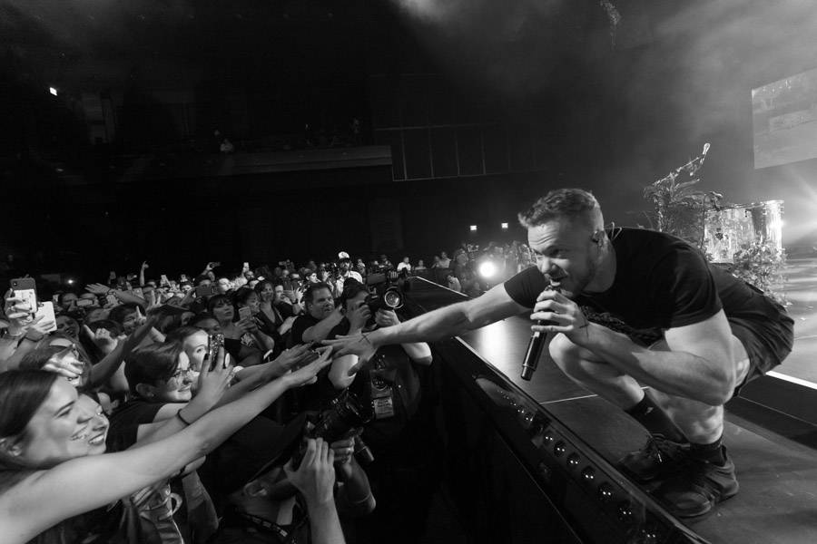 Dan Reynolds of Imagine Dragons is shown at a fan appreciation show for the release of "Origins" at the Chelsea at the Cosmopolitan of Las Vegas on Wednesday, Nov. 7 2018. (Kabik Photo Group)