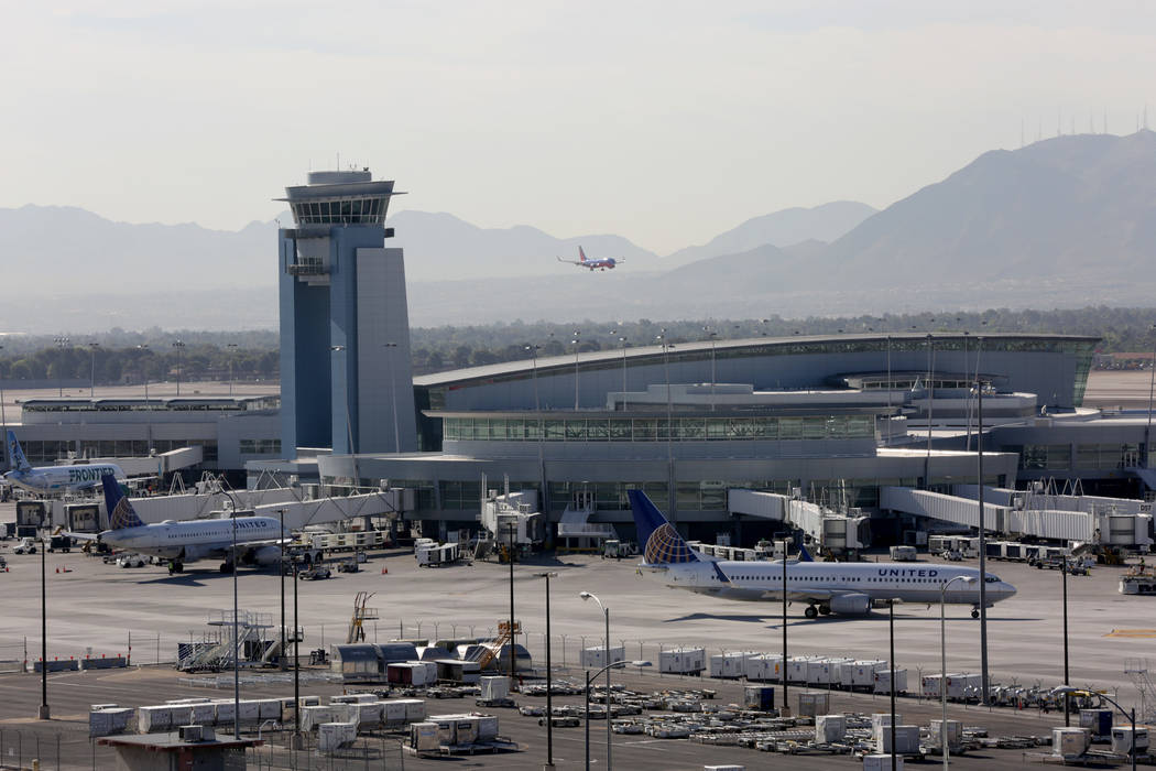 Aircraft arrive and depart at McCarran International Airport’s Terminal 1 on Wednesday, June 13, 2018. Michael Quine Las Vegas Reviewjournal @Vegas88s