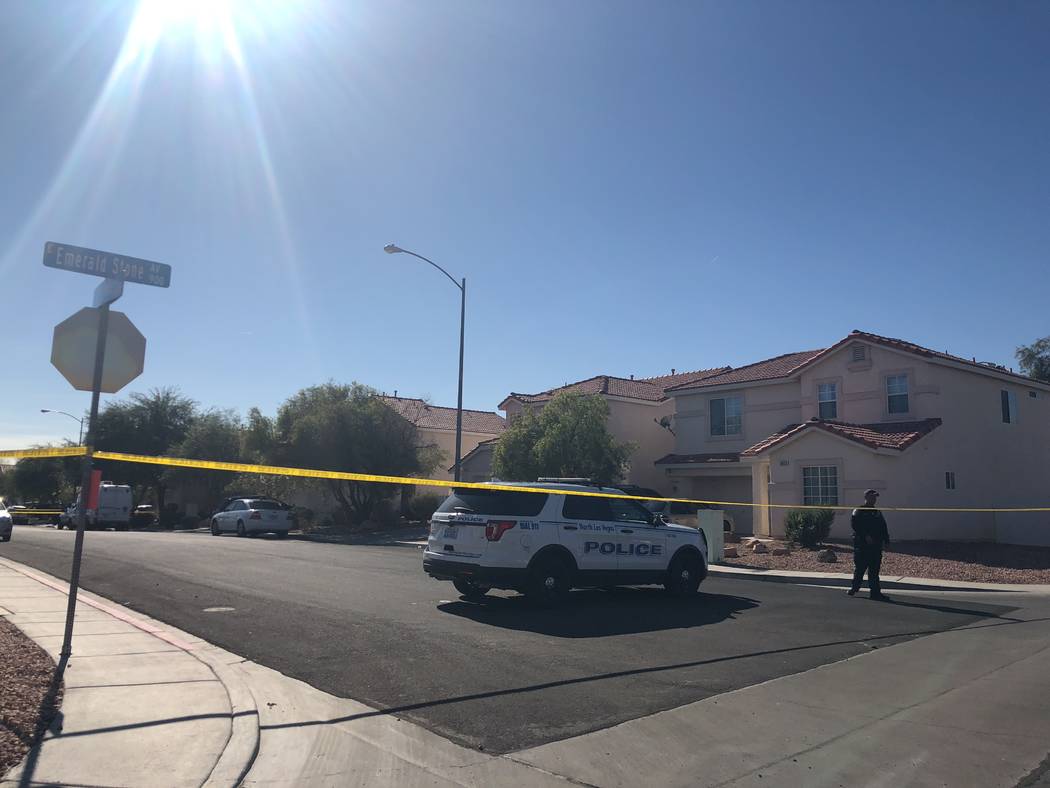 North Las Vegas police investigate a shooting involving a 3-year-old boy at the intersection of Emerald Stone Avenue and Drifting Pebble Street in North Las Vegas. Briana Erickson Las Vegas Review ...