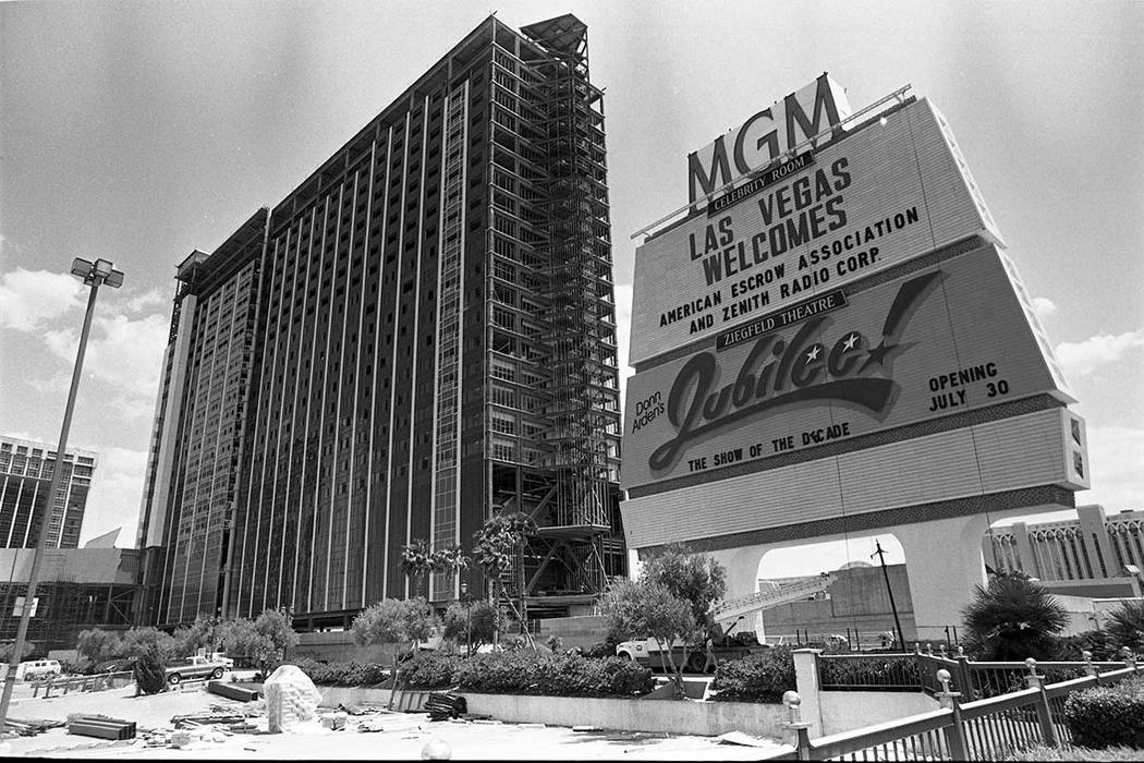 Construction work at the MGM Grand Hotel at the southeast corner of South Las Vegas Boulevard and East Flamingo Road. MGM began its reconstruction within one week of the November 21, 1980 fire. An ...
