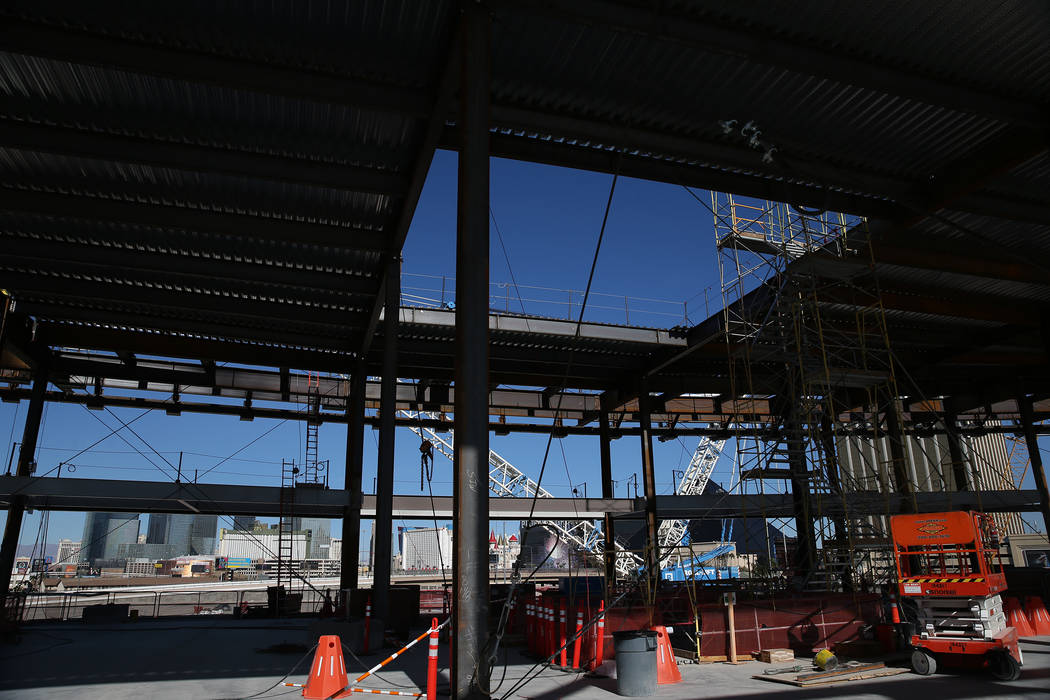 The view from the lower concourse where the Al Davis's eternal flame will be built and will reach above to the main concourse through a ceiling opening at the Raiders stadium conduction site in La ...