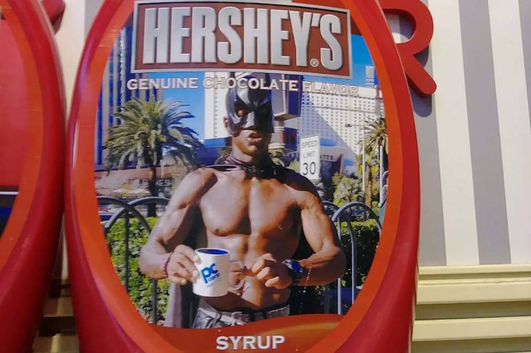 "The Black Batman" is pictured on a bottle of Hershey's chocolate syrup. (Provided with court documents)