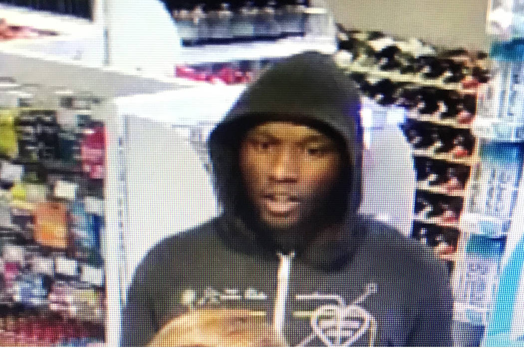 Police are searching for a man suspected of an armed robbery in the 4300 block of South Decatur Boulevard on Thursday morning. (Las Vegas Metropolitan Police Department)