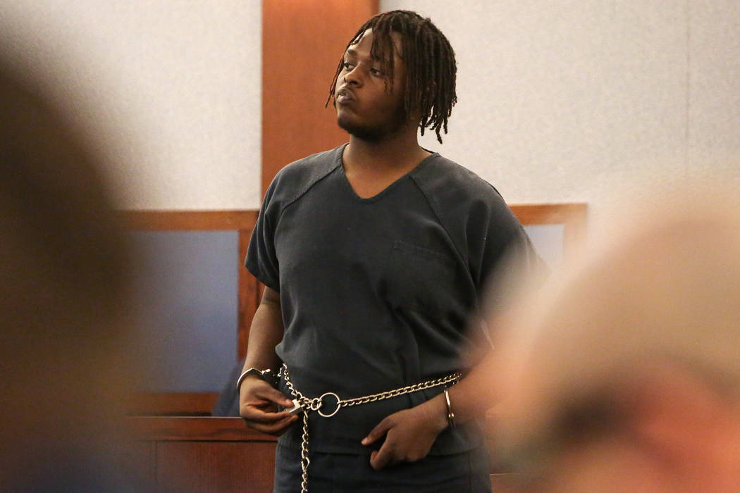 Erin Deshawn Lynn Hines, the suspect in the shooting of an 11-year-old girl in North Las Vegas, appears for arraignment at the Regional Justice Center in Las Vegas, Tuesday, Nov. 6, 2018. Caroline ...