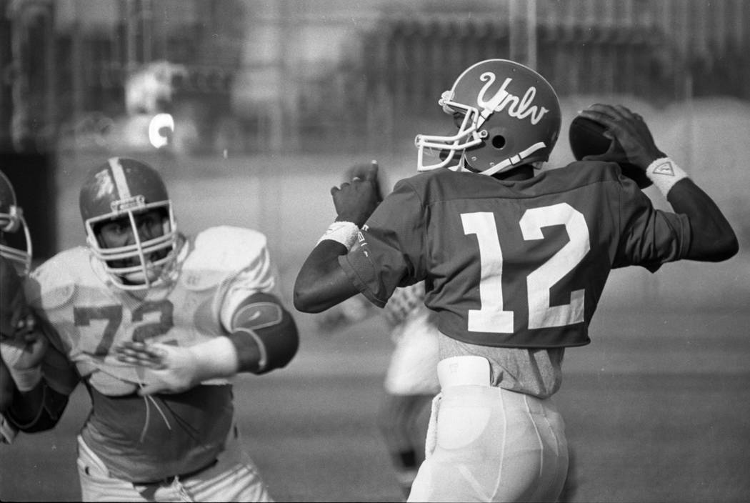 UNLV freshman quarterback Randall Cunningham during scrimmage in1981. (Review-Journal File)