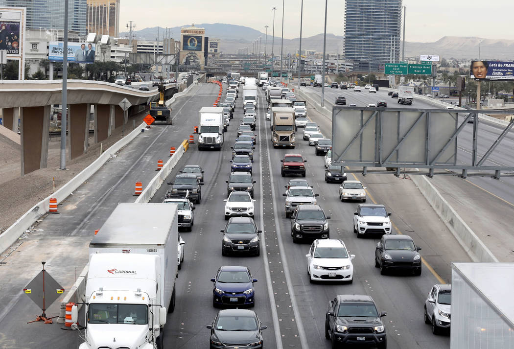 Traffic backs up in the northbound lanes of Interstate 15 in Las Vegas in this file photo. Bizuayehu Tesfaye/Las Vegas Review-Journal @bizutesfaye