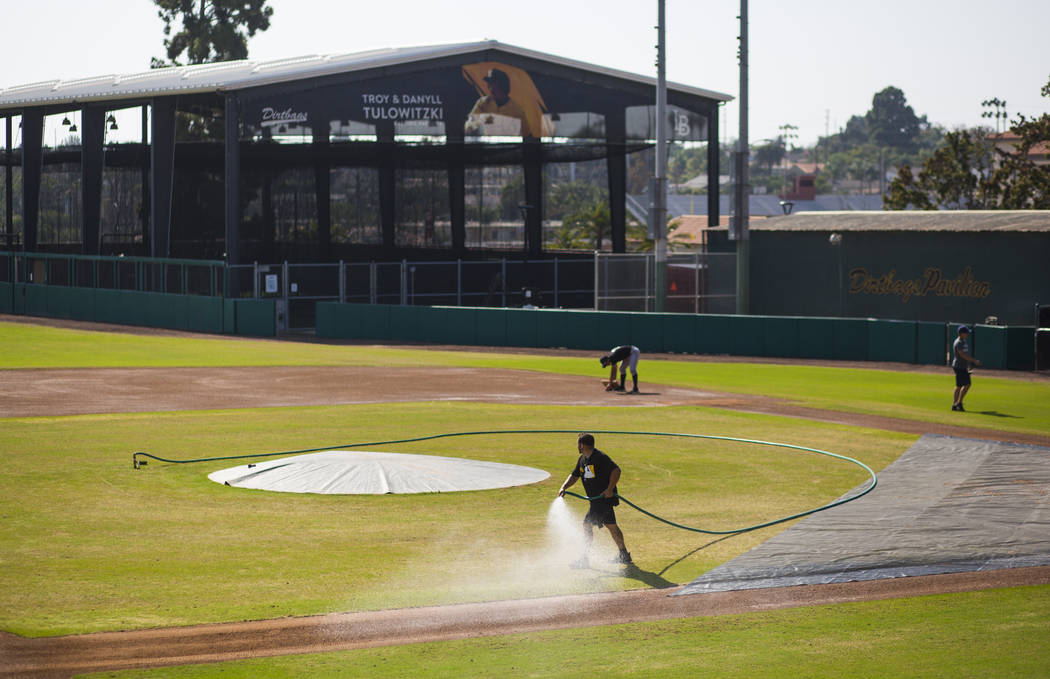 Blair Field in Long Beach, Calif., the off-campus field used by the Long Beach State Dirtbags baseball program, on Tuesday, Oct. 30, 2018. Chase Stevens Las Vegas Review-Journal @csstevensphoto