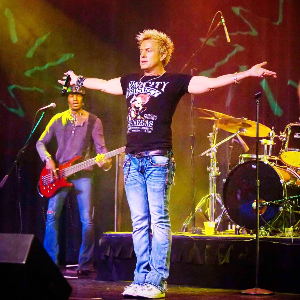 Chris Phillips of Zowie Bowie with band performing in Las Vegas. Courtesy of Chris Phillips