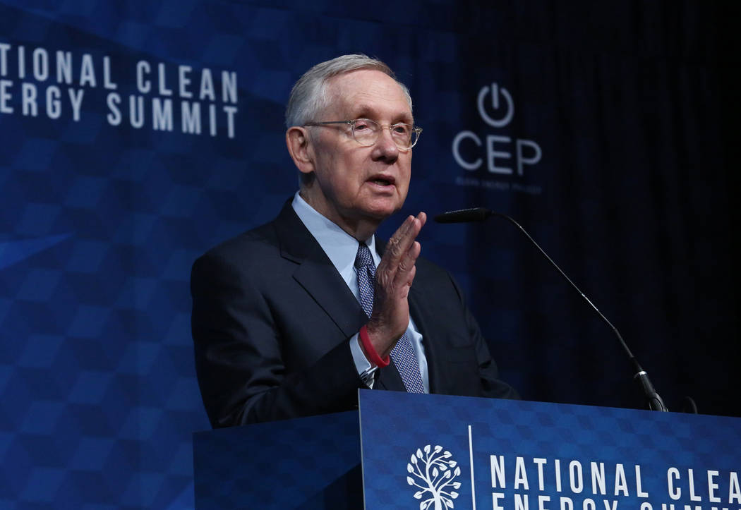 Former U.S. Sen. Harry Reid, D-Nev., speaks during the National Clean Energy Summit Friday, Oct. 13, 2017, in Las Vegas. Bizuayehu Tesfaye Las Vegas Review-Journal @bizutesfaye