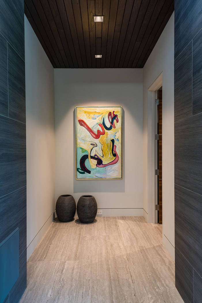 There’s a bifurcation between the public and private spaces with the master bedroom and guest suites off their own hallway. (Studio g Architecture)