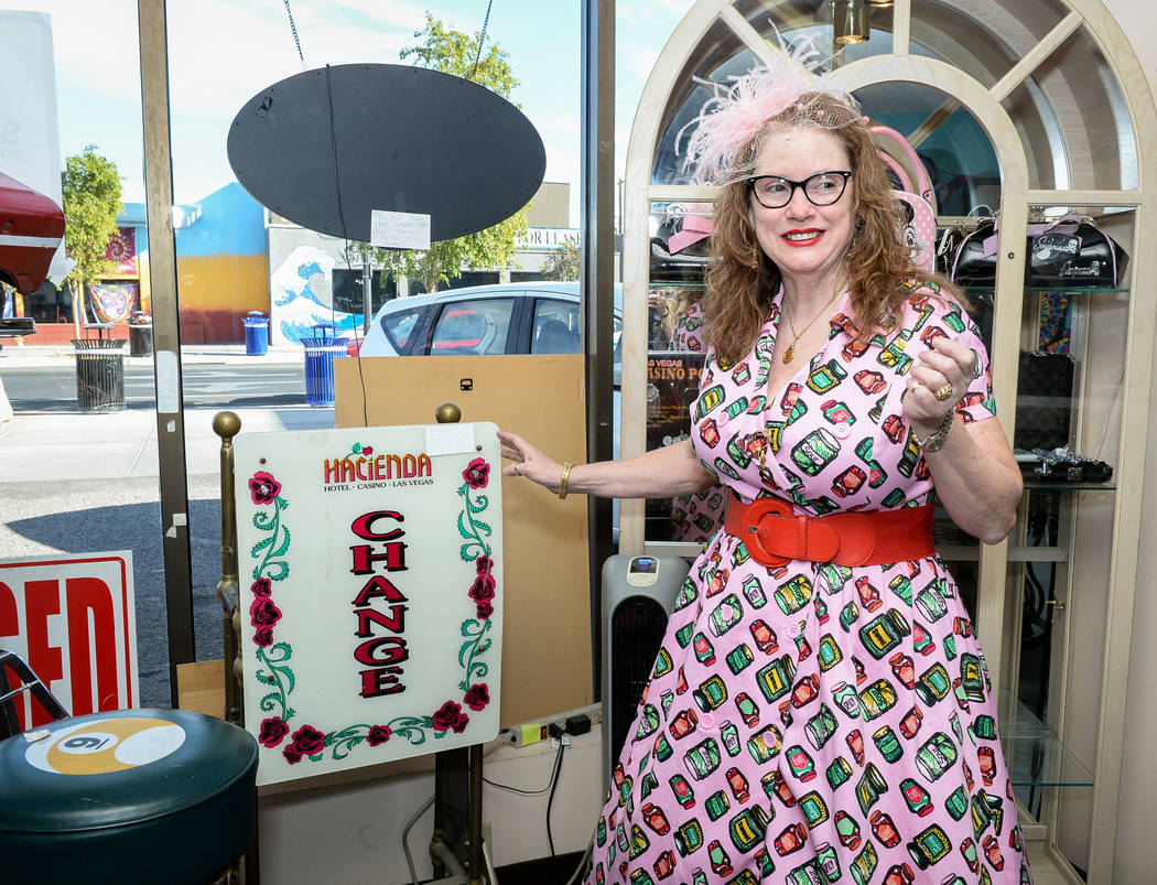 Co-owner Sarah Collins shows off the various products on sale inside Main Street Peddler Antique Mall in Las Vegas, Wednesday, Nov. 21, 2018. Caroline Brehman/Las Vegas Review-Journal