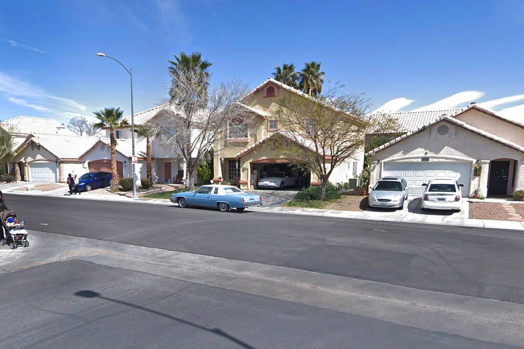 The 5800 block of Royal Castle Lane, near Rainbow Boulevard and Tropical Parkway. Google Street View.