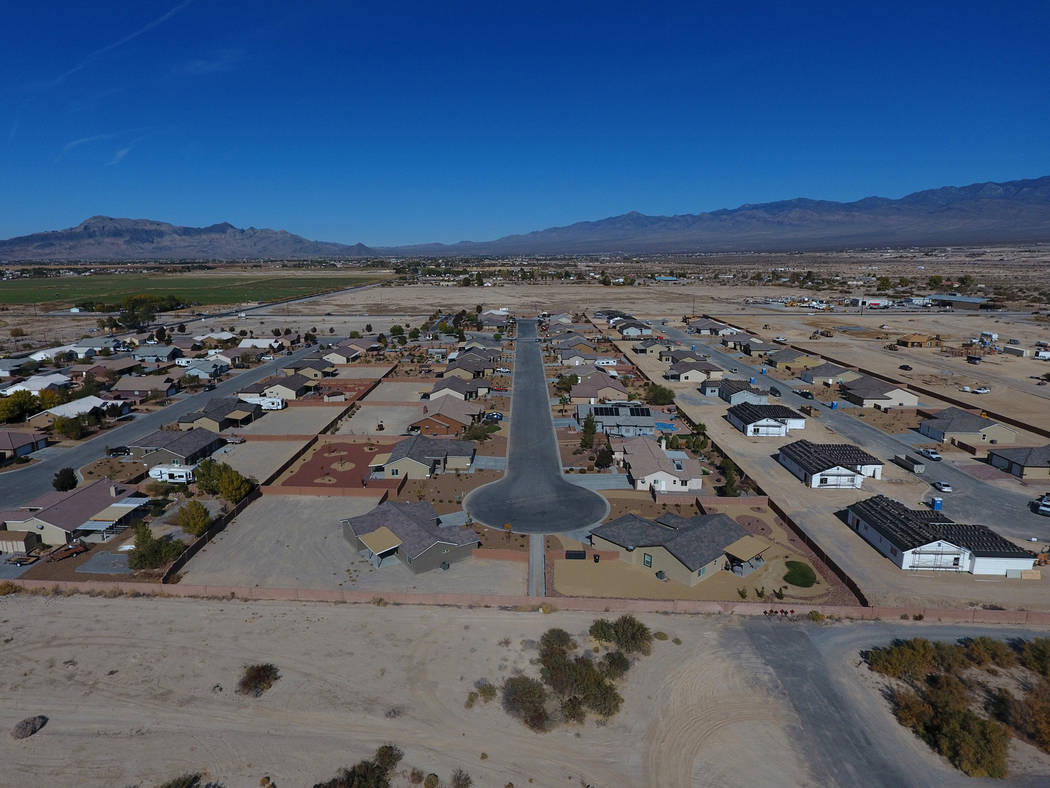Aerial view of Cottage Grove Estates on Thursday, Nov. 15, 2018, in Pahrump, where developers have restarted the rural housing project. Michael Quine/Las Vegas Review-Journal.com @Vegas88s