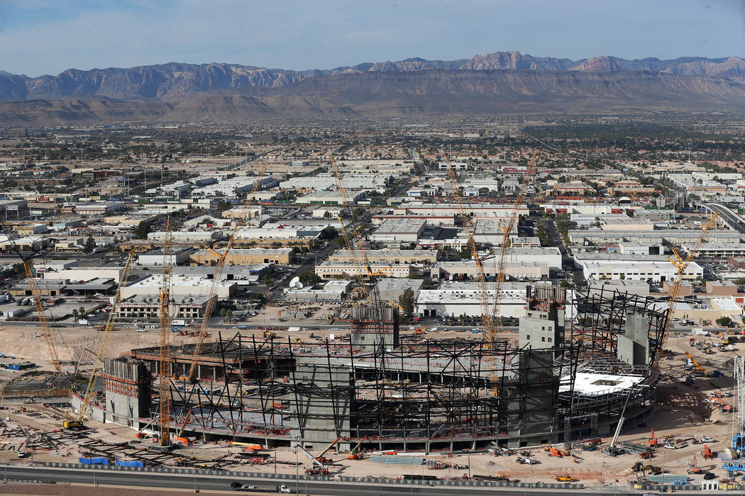The Raiders stadium construction site is seen from the Mandalay Bay hotel-casino in Las Vegas, Friday, Nov. 16, 2018. Erik Verduzco Las Vegas Review-Journal @Erik_Verduzco