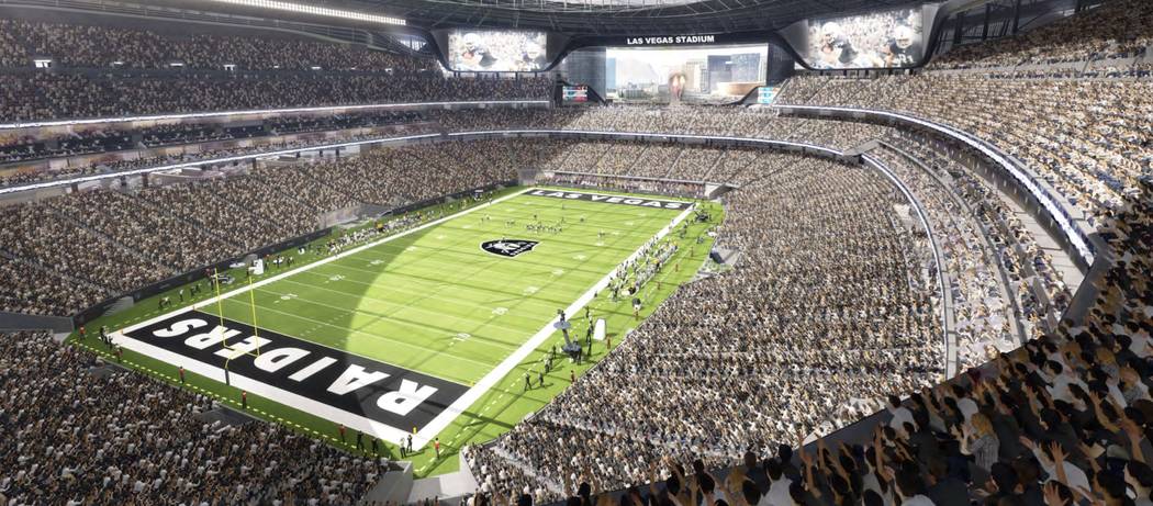 Renderings of the new Raiders stadium being constructed in Las Vegas.