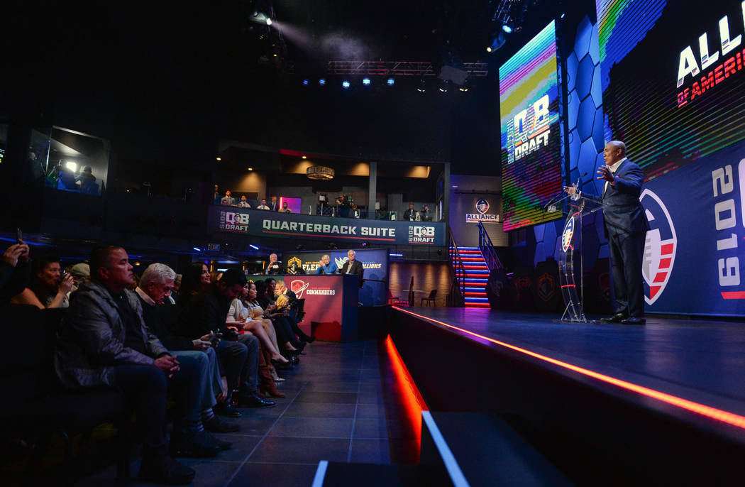 The Alliance of America Football (AAF) hosts its Quarterback Draft at the Luxor in Las Vegas, Tuesday, Nov. 27, 2018. Caroline Brehman/Las Vegas Review-Journal