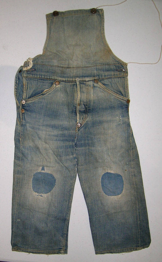This early 20th century pair of Levis child overalls is one of about 15 pieces of Levis clothing that will be included in the Daniel Buck Auctions' Spring 2019 American Auction. credit: Daniel Bu ...