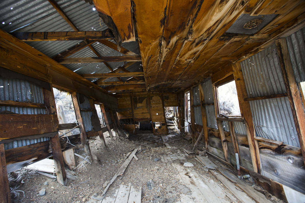 The interior of a deteriorating structure near old mines in south Douglas County on Thursday, Oct. 11, 2018. Mines in the area date as far back as the 1860s and 1870s. Chase Stevens Las Vegas Revi ...